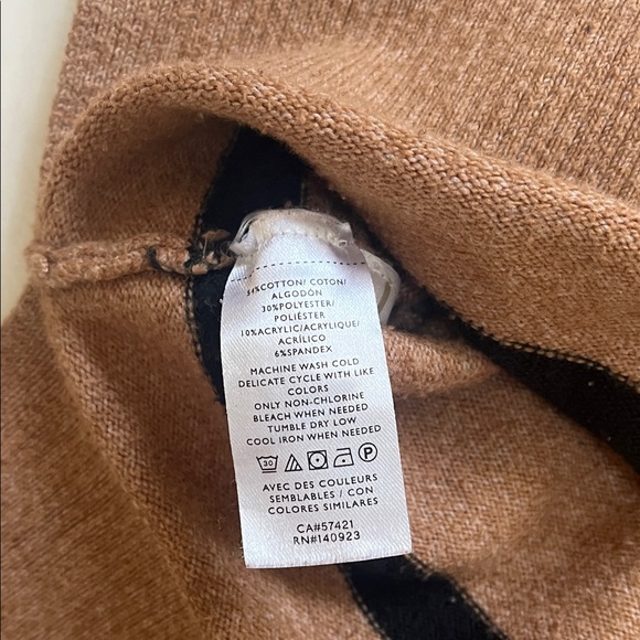LOFT Women's Brown and Black Striped Crewneck Sweaters - Picture 3 of 4